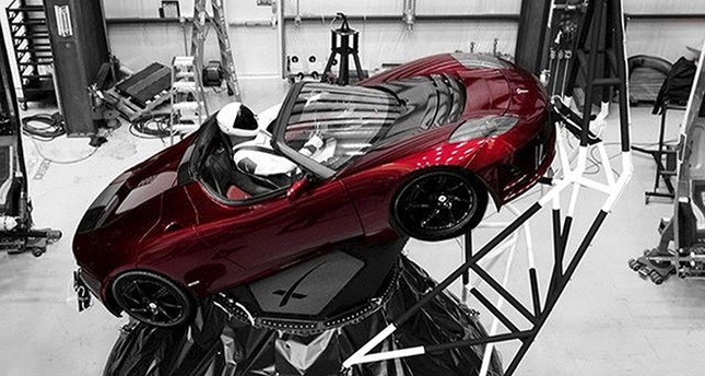 Ex S New Rocket To Take Off With Sports Car On Top Daily Sabah A Mannequin Starman Sits At The Wheel Of Tesla Roadster In This Photo Posted On