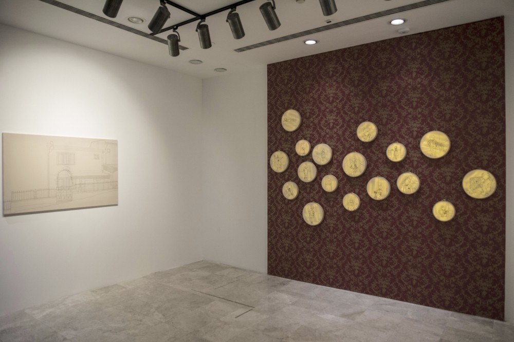 Of the 21 works by Damla Yalu00e7u0131n, 17 are on hoops and the rest on canvasses.