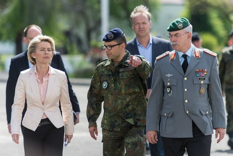 German Defense Minister Ursula von der Leyen visits base where Franco Albrecht was stationed. DPA Photo 