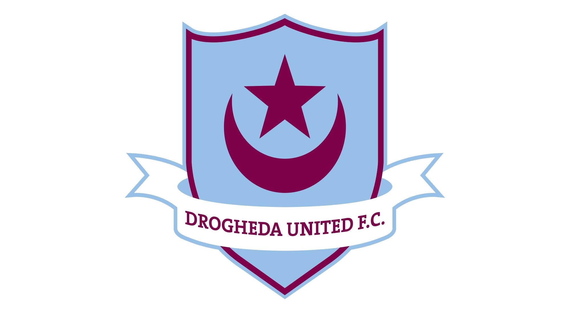 The embem of Drogheda United F.C. featuring a crescent and a star in apparent reference to Ottoman flag