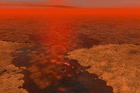 An artist's concept envisions what hydrocarbon ice forming on a liquid hydrocarbon sea on Saturn's moon Titan might look like. (REUTERS Photo)