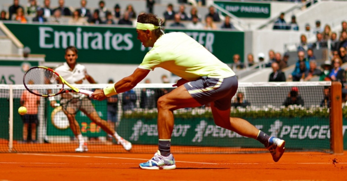 Spain's Rafael Nadal in action during his semifinal match against Switzerland's Roger Federer in Roland Garros French Open semi-final match in Paris, France, June 7, 2019. (Reuters Photo)