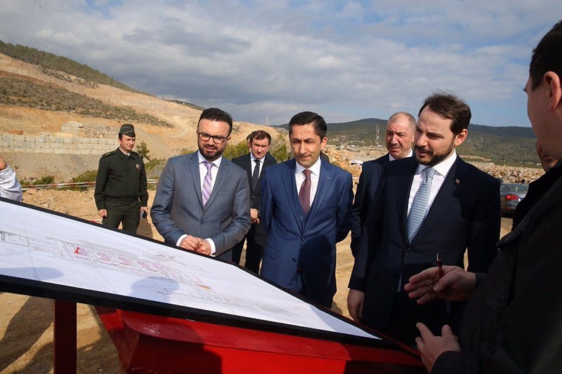 This file photo dated Feb. 06, 2017, shows Energy Minister Berat Albayrak inspecting the Akkuyu Nuclear Plant construction site in Gu00fclnar district of Turkey's southern Mersin province. (Sabah Photo)