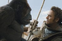 This image released by Universal Pictures shows Chee-Chee, voiced by Rami Malek, left, and Dr. John Dolittle, portrayed by Robert Downey Jr. in a scene from ,Dolittle., (AP Photo)