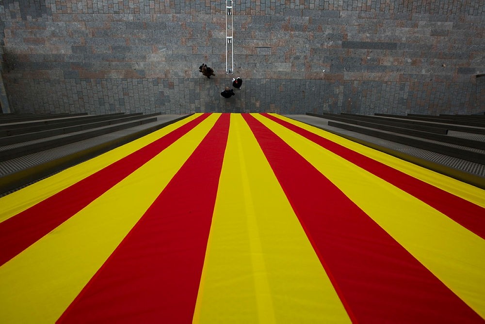 A Catalan flag hangs from a Catalan government building in Girona, Spain, Friday, Dec. 2, 2017. (AP Photo)