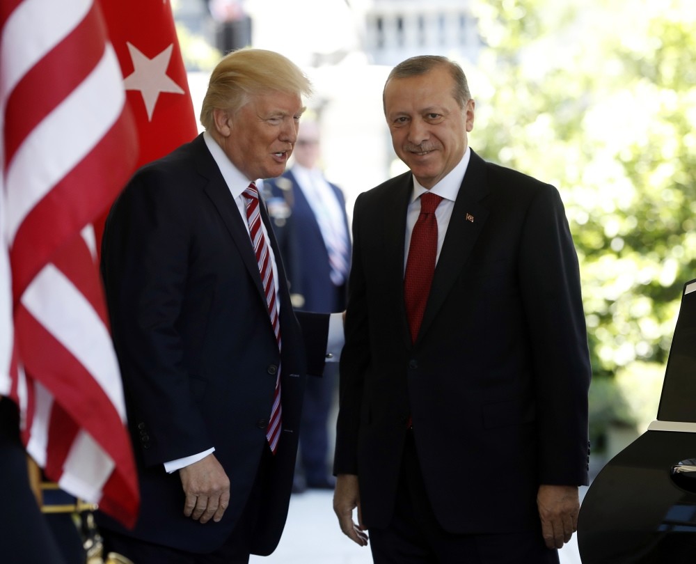 President Donald Trump welcomes President Recep Tayyip Erdogan to the White House in Washington on May 16, 2017.