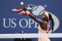 Sloane Stephens, of the U.S., serves to Madison Keys, of the U.S., during the championship match of the U.S. Open tennis tournament, Sept. 9, 2017, in New York. (AP Photo)