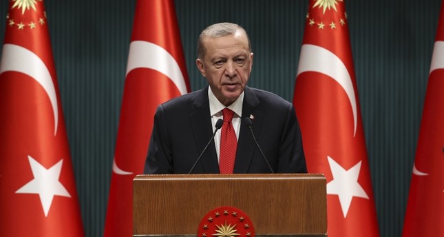 الرئيس التركي رجب طيب أردوغان في خطاب للشعب عقب ترؤسه اجتماعاً للحكومة في المجمع الرئاسي بأنقرة الأناضول