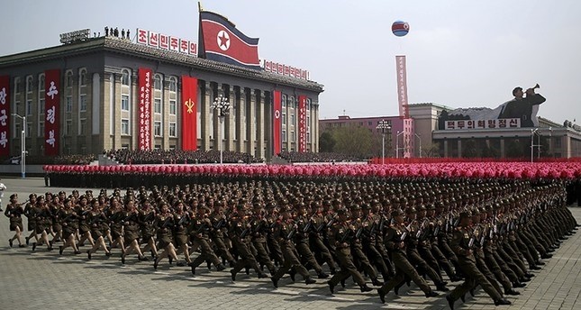 In this Saturday, April 15, 2017, file photo, a soldiers march across Kim Il Sung Square during a military parade in Pyongyang, North Korea to celebrate the 105th birth anniversary of Kim Il Sung, the country's late founder. (AP Photo)