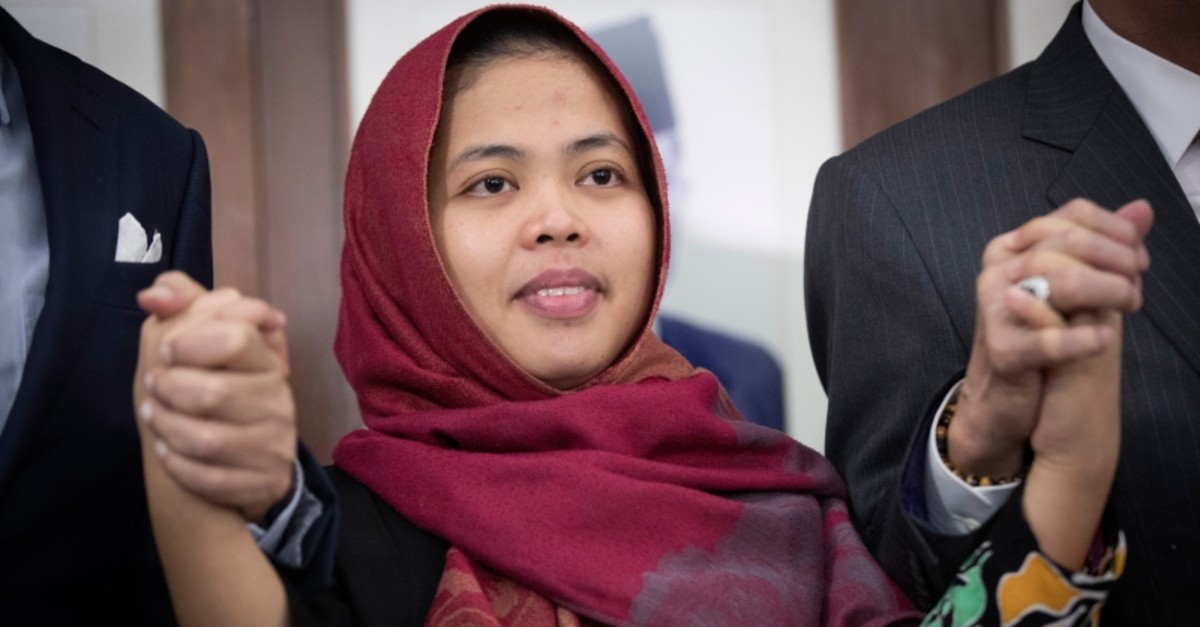 Indonesian Siti Aisyah poses for a photo after a press conference at Indonesian Embassy in Kuala Lumpur, Malaysia, Monday, March 11, 2019. (AP Photo)
