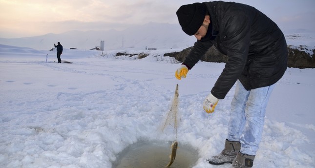 في تركيا.. صيد السمك على الجليد هواية الشباب في الشتاء
