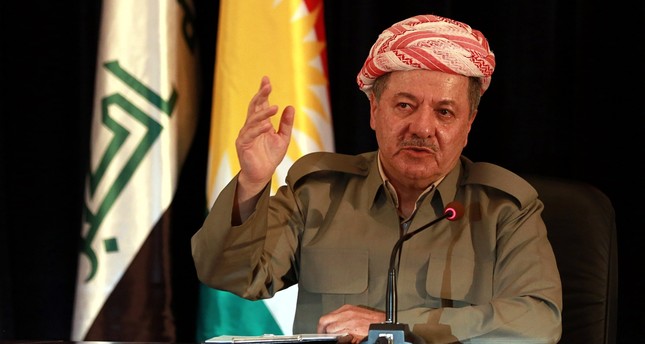 In this Sunday, Sept. 24, 2017 file photo, the leader of Iraq's autonomous Kurdish region, Massoud Barzani, speaks to reporters during a press conference in Irbil, Iraq, Sunday, Sept. 24, 2017. (AP Photo)