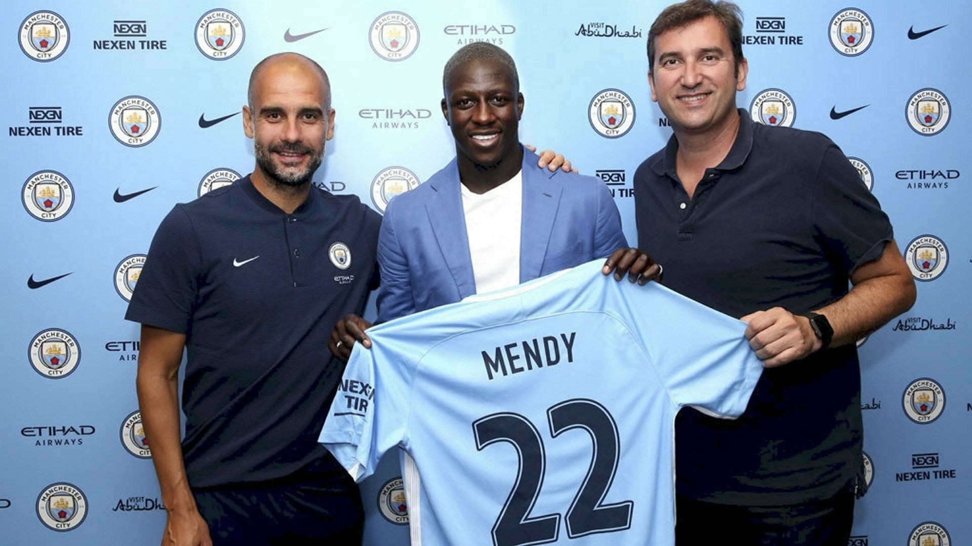 Left-back Benjamin Mendy (C) was tranferred for nearly 50 million pounds