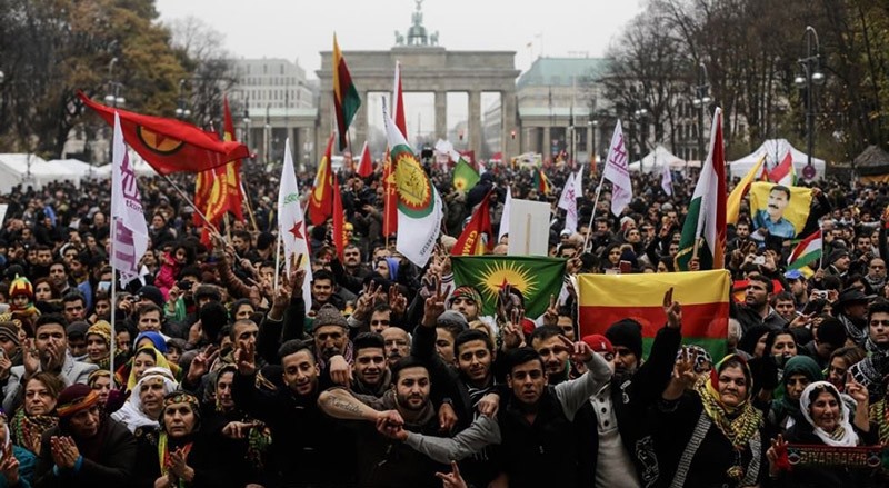 A pro-PKK rally is being held in front of the Brandenburg Gate, Berlin, Germany in this file photo.