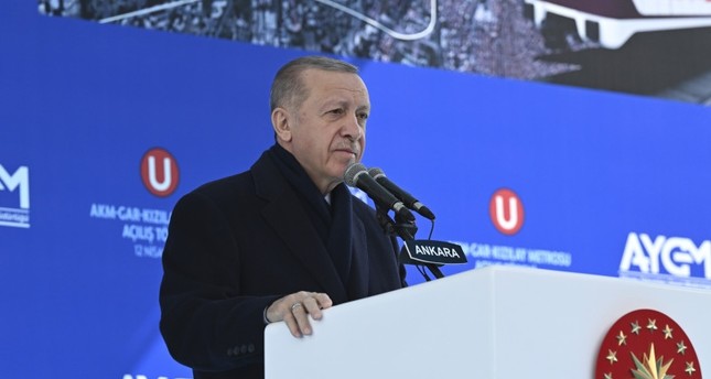 الرئيس أردوغان في كلمة له في حفل افتتاح خط جديد لمترو الأنفاق بالعاصمة أنقرة الأناضول