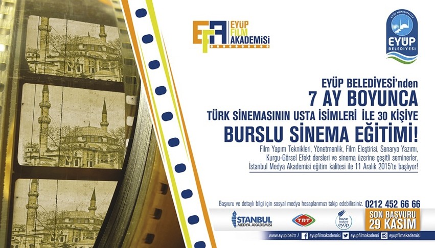 Eyu00fcp Film Academy will teach students how to use a camera, lighting and visual effects, scriptwriting and its criticism and montage techniques for seven months.