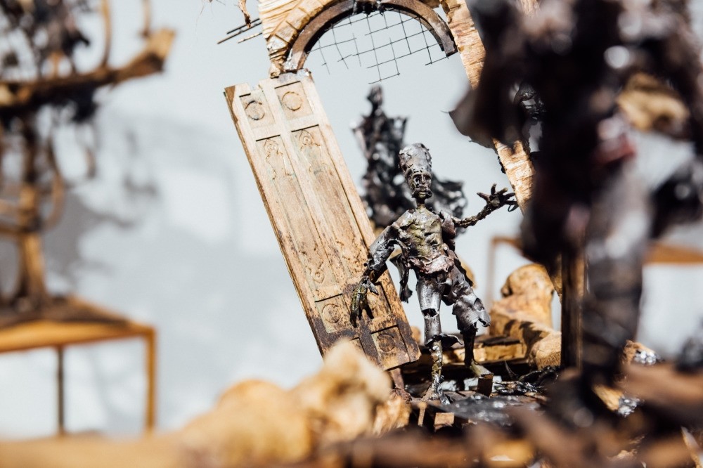 Gu00f6rkem Usta's work at the art fair.