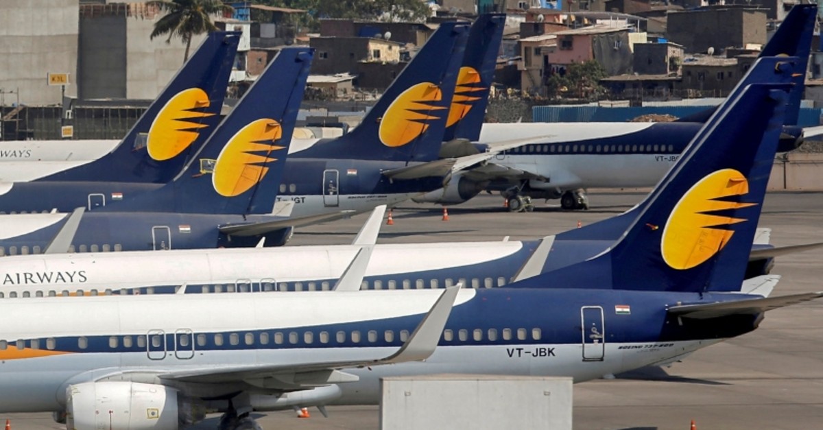 Jet Airways aircraft are seen parked at the Chhatrapati Shivaji Maharaj International Airport in Mumbai, India. (Reuters Photo)