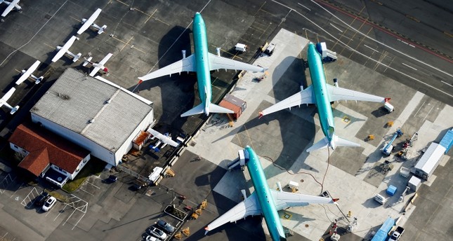 An aerial photo shows Boeing 737 MAX airplanes parked on the tarmac at the Boeing Factory in Renton, Washington, U.S. March 21, 2019. (Reuters Photo)