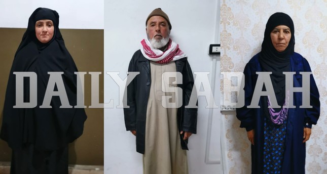 Abu Bakr al-Baghdadi's daughter-in-law (L), sister (R) and her husband