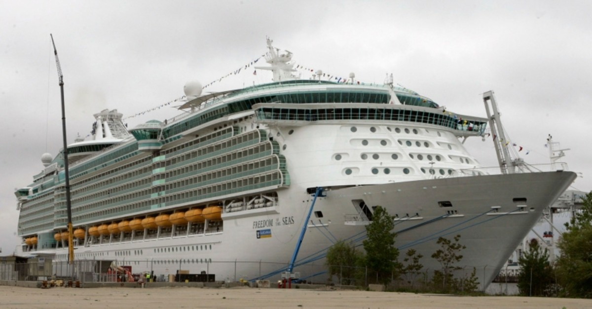 This May 11, 2006 file photo shows the Freedom of the Seas cruise ship docked in Bayonne, N.J. (AP Photo)