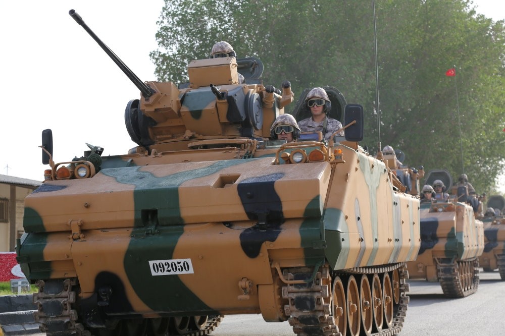  A Turkish APC at Turkeyu2019s military base in Doha, Qatar, June 18, as part of the program to train local forces.