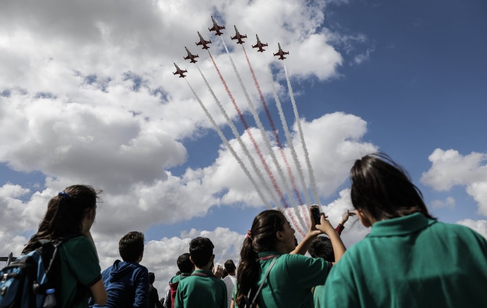 The Turkish Stars, the Turkish Air Forceu2019s aerobatic demonstration team, puts on a  show at TEKNOFEST on Sept. 20.