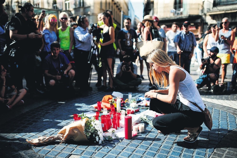 People gathered on the famous avenue Las Ramblas, Barcelona on Aug. 18.
