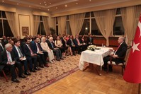 President Recep Tayyip Erdou011fan addresses accompanying Turkish journalists in Beijing, July 3, 2019.