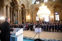 President Erdou011fan addresses delegates from Muslim minorities at an event held at Istanbul's Dolmabahu00e7e Palace.