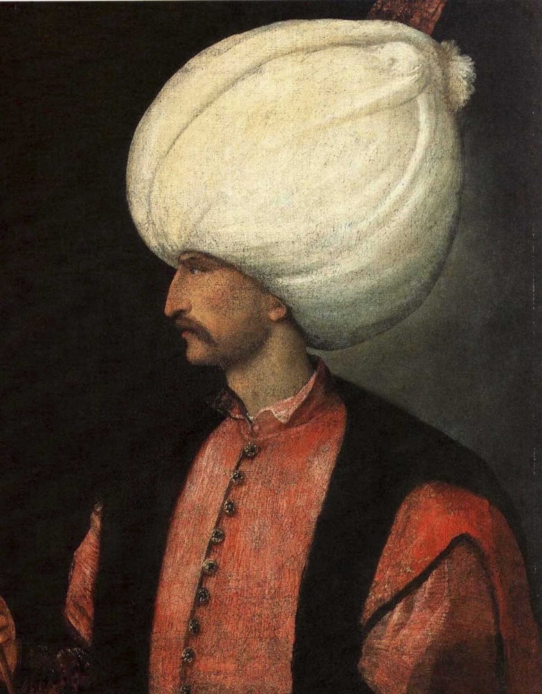 A portrait of Suleiman the Magnificent attributed to the Italian painter Titian.