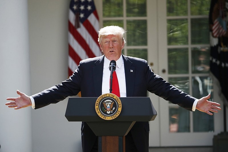 President Donald Trump speaks about the U.S. role in the Paris climate change accord, Thursday, June 1, 2017 (AP Photo)