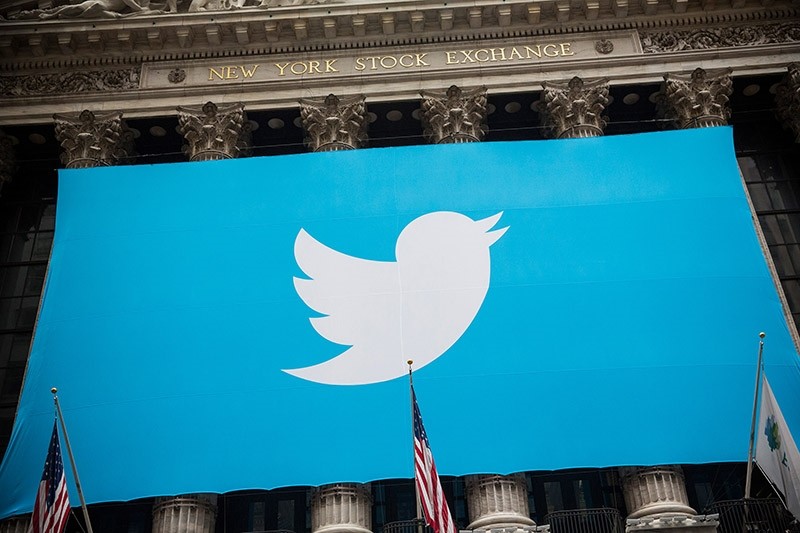 This file photo taken on November 06, 2013 shows the Twitter logo  displayed on a banner outside the New York Stock Exchange (NYSE) on November 7, 2013 in New York. (AFP Photo)
