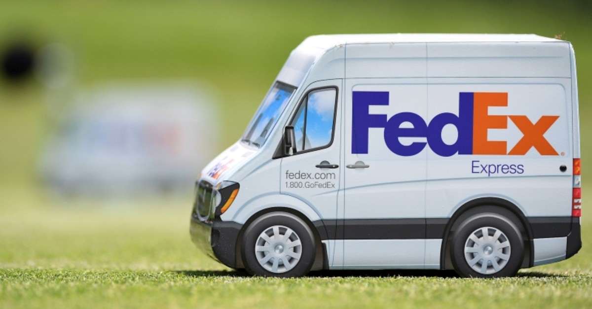 View of a FedEx Express tee box marker on the ninth hole during the second round of the FedEx St. Jude Classic golf tournament at TPC Southwind.(Christopher Hanewinckel-USA TODAY Sports/File Photo)