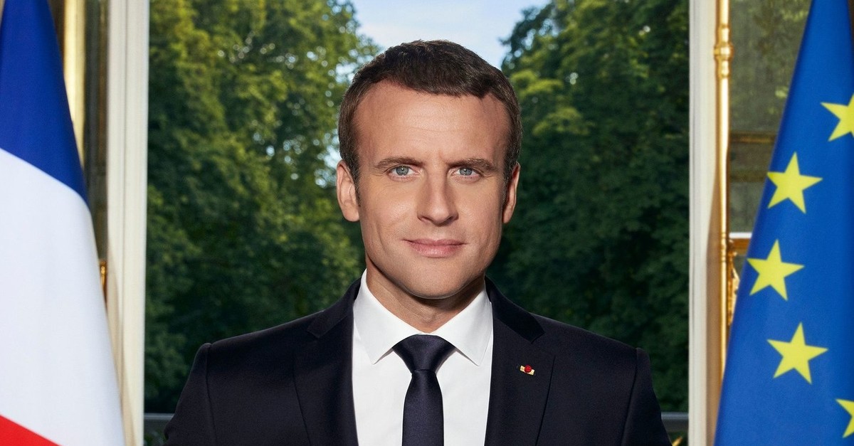The official portrait of President Emmanuel Macron of France.