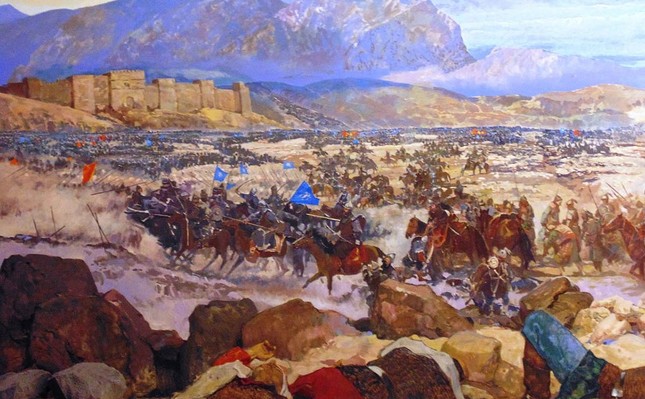 Das Diorama der Schlacht von Manzikert im Militärmuseum von Istanbul.