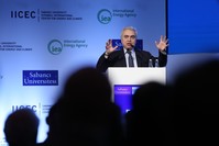 International Energy Agency (IEA) Executive Chairman Fatih Birol speaks during the Turkey launch of the World Energy Outlook in Istanbul yesterday.