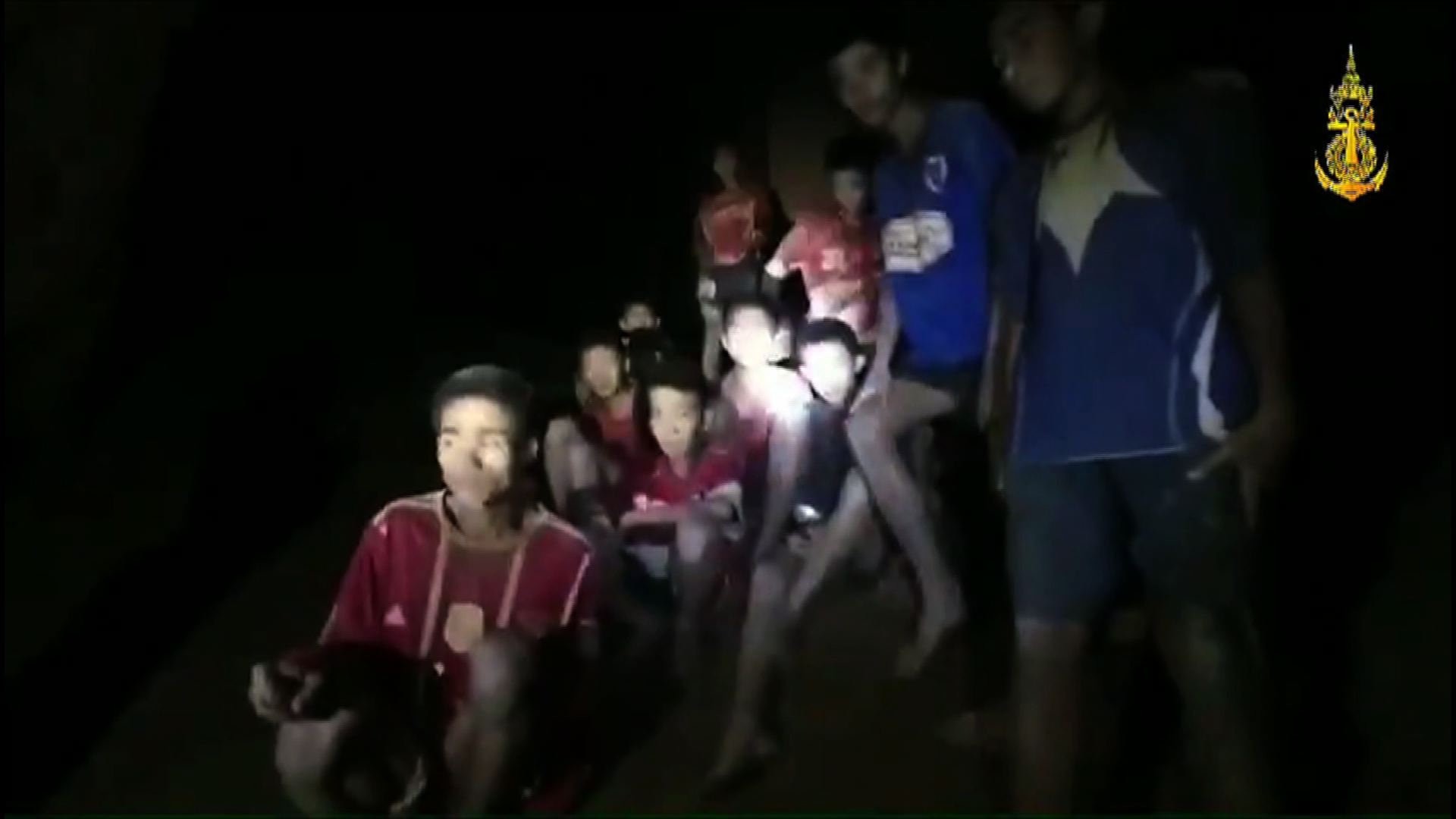 This handout video grab taken from footage released by The Royal Thai Navy late July 2, 2018, shows missing children inside the Tham Luang cave of Khun Nam Nang Non Forest Park in the Mae Sai district of Chiang Rai province. (AFP Photo)