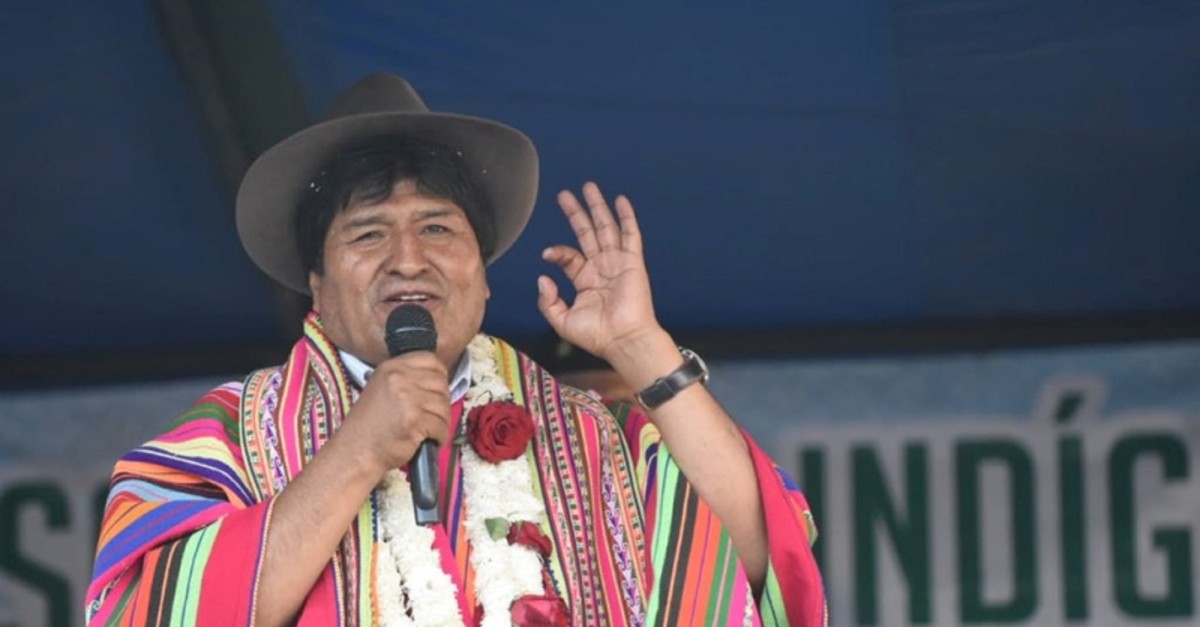 Bolivia's President Evo Morales speaks during a ceremony in Quillacas, Oruro, Bolivia, October 30, 2019. (Courtesy of Bolivian Presidency/Handout via Reuters)