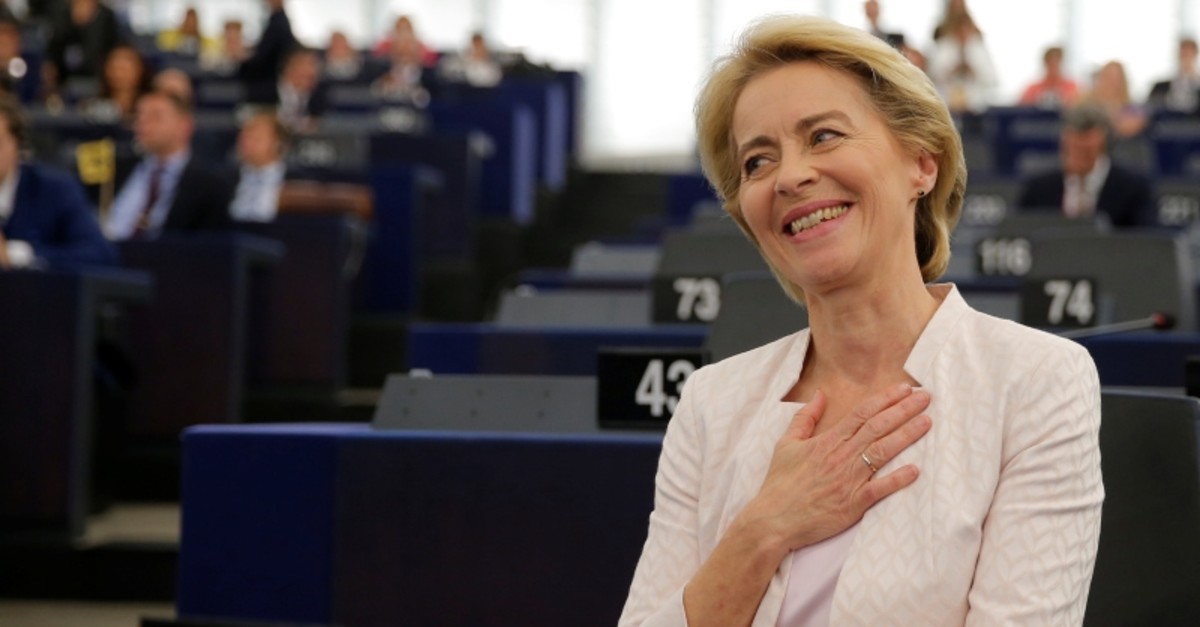 Elected European Commission President Ursula von der Leyen reacts after a vote on her election at the European Parliament in Strasbourg, France, July 16, 2019. (REUTERS Photo)