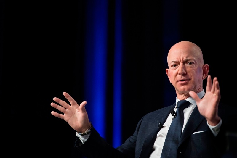 In this file photo taken on September 19, 2018 Amazon and Blue Origin founder Jeff Bezos provides the keynote address at the Air Force Association's Annual Air, Space & Cyber Conference in Oxen Hill, MD. (AFP Photo)