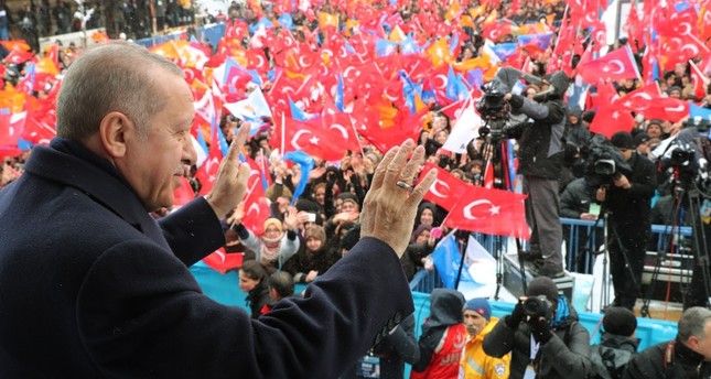 أردوغان في لقاء جماهيري في أرضروم، 01 مارس 2019 الأناضول