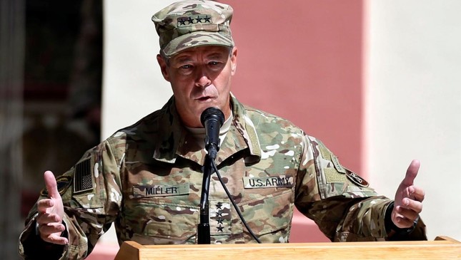 U.S. Army General Scott Miller speaks during a change of command ceremony in Resolute Support headquarters in Kabul, Afghanistan September 2, 2018. (Reuters Photo)