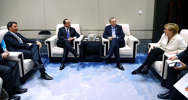 قمة رباعية لأردوغان مع ميركل وأولاند ورينزي على هامش العشرين