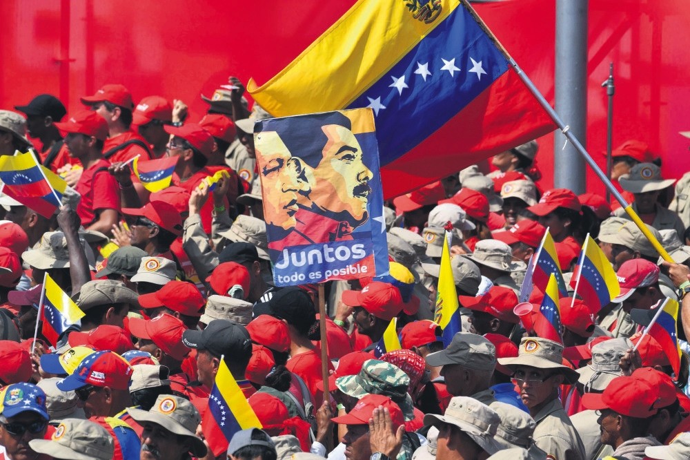 Supporters of Venezuelan President Nicolas Maduro gather to mark the 20th anniversary of the rise of power of the late Hugo Chavez, Caracas, Feb. 2, 2019.
