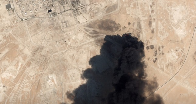 A satellite image shows an apparent drone strike on an Aramco oil facility in Abqaiq, Saudi Arabia September 14, 2019. (Planet Labs via Reuters photo)