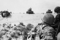 This file photo taken on June 5, 1967 during the beginning of Six-Day War or the third of the Arab-Israeli wars, shows Israeli armed forces in action in the Sinai Desert during clashes with Egyptian forces. 