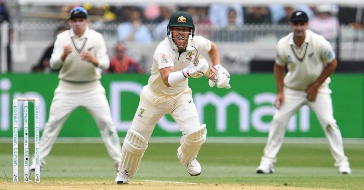 Australia's batsman David Warner runs between the wickets, Melbourne, Dec. 26, 2019.