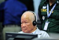 This handout photo taken and released by the Extraordinary Chambers in the Courts of Cambodia (ECCC) on November 16, 2018 shows former Khmer Rouge leader head of state Khieu Samphan sits in court at the ECCC in Phnom Penh. (AFP Photo)