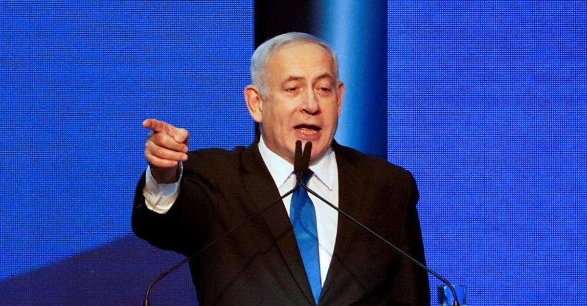 Israeli Prime Minister Benjamin speaks to supporters at Likud headquarters, Tel Aviv, Sept. 18, 2019. (Reuters)
